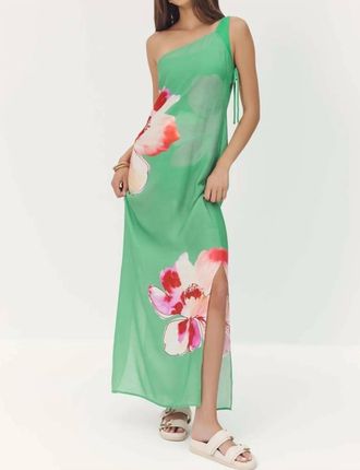 Hutch Gweny Cover-Up Dress In Green Placement Watercolor