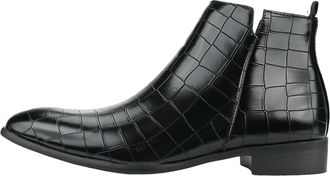 Generic Mens Chelsea Boots, PU Casual Ankle Boots, Side Zipper Dress Shoes,Black,10.5 UK