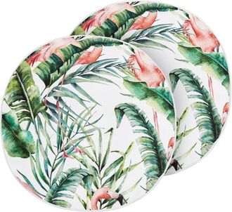 Beliani Beliani - Set of 2 Garden Cushions Outdoor Scatter Pillow 40 cm Polyester Flamingo Motif Round Multicolour Ellera
