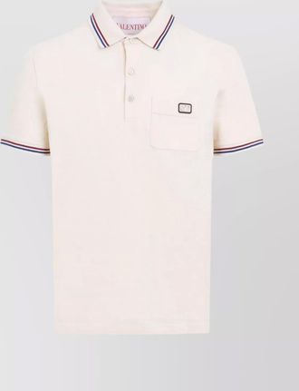 Valentino striped collar cotton polo shirt