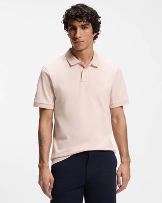 Boss Orange by Hugo Boss Mens Passenger Slim-Fit Polo Shirt in Peach Cotton - Size X-Large