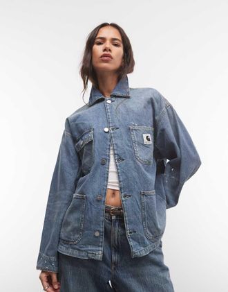 Carhartt Work in Progress OG michigan coat in denim blu