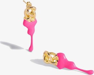 Yoj Kalno Maxi Stud Earrings in Gold and Pink in Gold/pink Enamel at Nordstrom