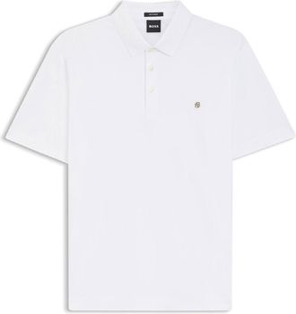 HUGO BOSS Herenpolo van Boss C-Parris met dubbel monogram in naturelkleur