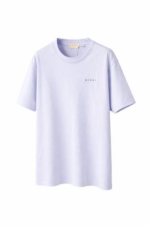 Marni Mens Organic Cotton Certified Logo T-Shirt In Illusion Blue