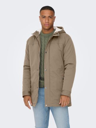 Only & Sons Parka ONLY & SONS ONSALEXANDER LIFE PARKA OTW VD, Herren, Gr. XL, walnut, Web, Obermaterial: 100% Polyester, unifarben, regular fit Po-bedeckend, gera