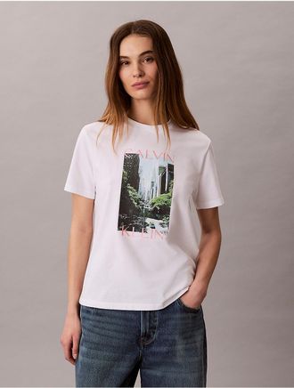 Calvin Klein Jeans Calvin Klein Womens City Logo Graphic Classic T-Shirt - White - XL