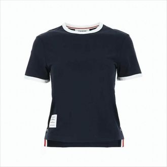Thom Browne Short-Sleeved Black T-Shirt With Contrasting Trim