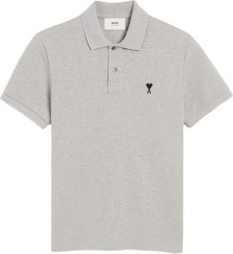 Ami Polo shirt met contrasterende Ami de Coeur - Heren - Polos - Grijs - S - Katoen - Tops