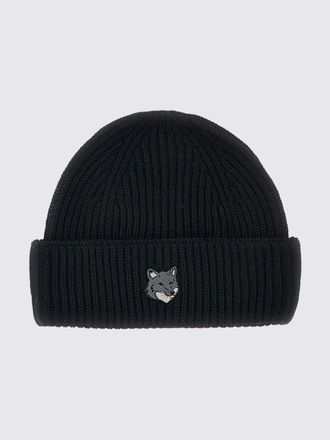 Maison Kitsun&eacute; Ribbed Wool Beanie with a Cuff and Contrast Logo