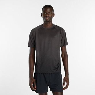New Balance Uomo Viz-Tech Run T-Shirt in Nero, Maglia di Poliestere, Taglia 2XL