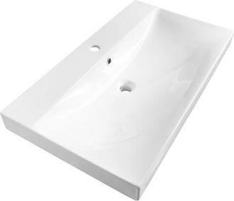 Saniclass Wave Meubelwastafel - 80x46x7.5cm - overloop - 1 wasbak - 1 kraangat - keramiek - wit