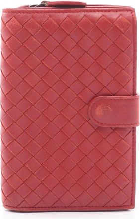 Bottega Veneta Red Color Intrecciato Wallet (Bi-Fold) (Pre-Owned)