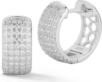 Glaze Jewelry Pav&eacute; Cubic Zirconia Huggie Hoop Earrings in Silver at Nordstrom Rack