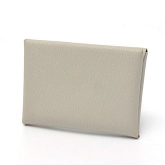 Herm&egrave;s Gray Chevre Leather Coin Purse/Coin Case (Pre-Owned)