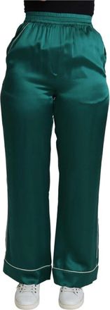 Dolce & Gabbana Exquise zijden pyjamabroek in groen - Dames - Wijde Broeken - Groen - 2XS - Broeken