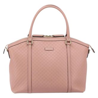Gucci Britt Convertible Dome Satchel Microguccissima Leather Pink Leather Handbag (Pre-Owned)