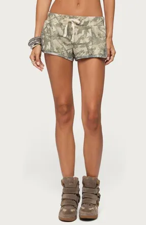 Edikted Harlie Camo French Terry Shorts in Mix at Nordstrom, Size X-Small