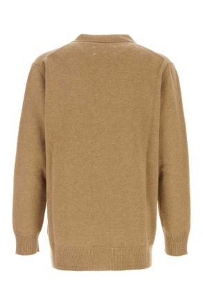 Maison Margiela Mens Cappuccino Wool Cardigan Beige Exterior: Maglieria