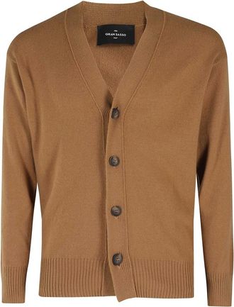 Gran Sasso Truien & Vesten, Heren, Bruin, 2Xl, Wol, Cardigan Bottoni