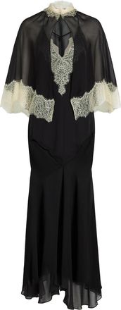 De La Vali DE LA Vali Cielo Lace-trimmed Chiffon Cape and Maxi Dress - Black - 10 (UK10 / S)