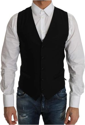 Dolce & Gabbana Zwarte Formele Wollen Vest - Heren - Gillet - Zwart - XS - Wol - Kostuums