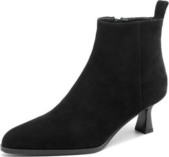 Generic Womens Ankle Suede Boots Pointed Toe Stiletto Heel Side Zip Black Stylish Slip-On Comfort Fit For Daily Casual Wear And Office Outings,Black,4.5 UK