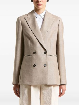 PESERICO houndstooth-pattern double-breasted blazer - women - Virgin Wool/Polyamide/Metal/Viscose - 40 - Neutrals