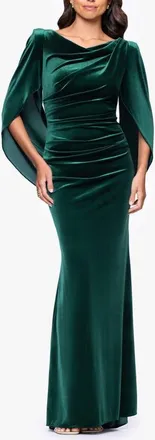Betsy & Adam Drape Back Velvet Gown in Hunter at Nordstrom, Size 12