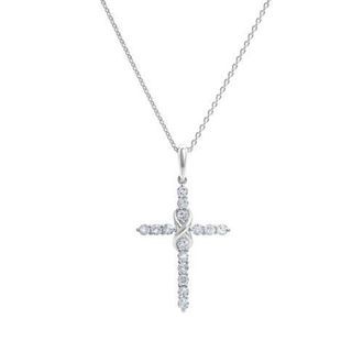 LuvMyJewelry Isola 14K Gold Diamond Cross Pendant - 0.24 ct in 14K White Gold at Nordstrom