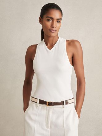 Reiss White Racerback Vest Top, XS