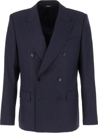 Dolce & Gabbana Double-breasted wollen blazer - Heren - Blazers - Blauw - XL - Wol - Jassen