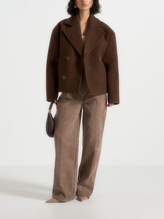 Mani&egrave;re De Voir Mika Unisex Double Breasted Jacket in Brown at Nordstrom, Size X-Small