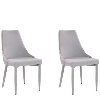 Beliani Beliani - Conjunto De 2 Sillas De Comedor Tapizadas Gris Estilo Ecl&eacute;ctico Moderno Camino