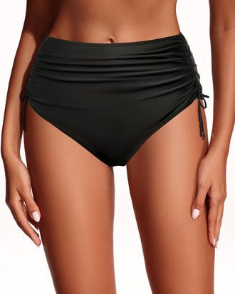 Holipick Swimsuit Bottoms for Women - High Waisted Bikini Bottoms Tie Side Tummy Control Bathing Suit Bottom, Black 1, Large