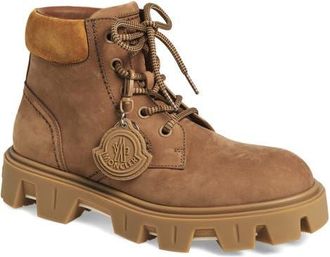 Moncler Peak City Lace-Up Boot in Warm Beige at Nordstrom, Size 12Us