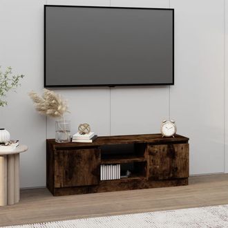 vidaXL Vidaxl - Mueble De Tv Con Puerta Roble Ahumado 102x30x36 Cm