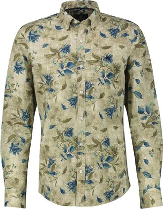 Lerros Langarmhemd LERROS LERROS Floral designtes Herrenhemd in &Uuml;bergr&ouml;ssen, Herren, Gr. 6XL, extraweit, weiss (foam wei&szlig;), 97% Baumwolle, 3% Elasthan, Hemde