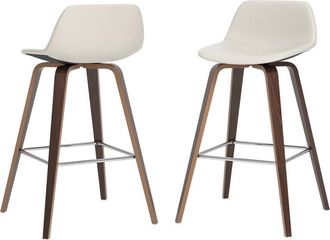 Simpli Home Set Of 2 Randolph Mid Century Modern 28In Bentwood Counter/ Bar Height Stools