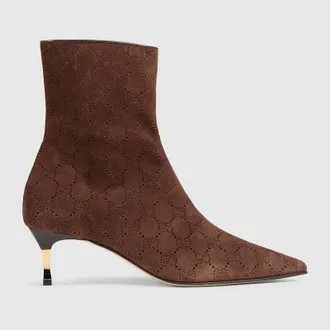 Gucci Womens Bombshell Bootie, Brown, Suede