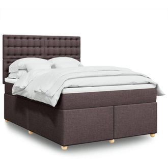 vidaXL Vidaxl - Cama Box Spring Con Colch&oacute;n Tela Marr&oacute;n Oscuro 140x190 Cm