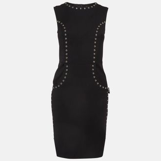 Love Moschino Black Studded Gabardine Sheath Dress