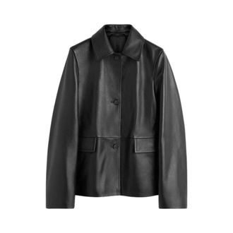Toteme Grained Leather Jacket - female - Tot&ecirc;Me - Leather Jackets - Black - S - Jackets