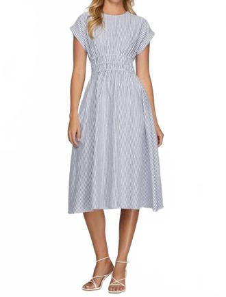 She + Sky Rachel Dress In Blue Pinstripe