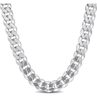 Delmar Sterling Silver Bevel Curb Chain Necklace at Nordstrom Rack