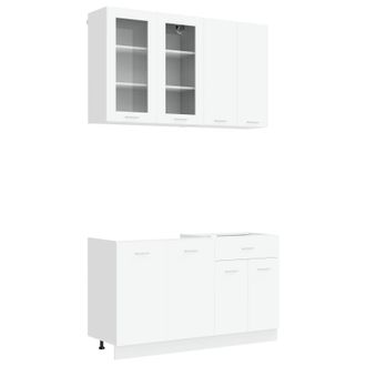 vidaXL Unidad De Cocina Lyon 4 Uds. Blanco Madera De Ingenier&iacute;a Vidaxl