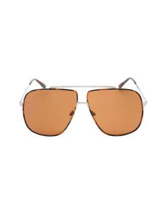 Guess Mens Guess Brown Lens Shiny Light Ruthenium Silver Sunglasses - Size: ONE size