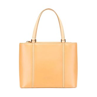 Burberry Pre-owned Handbags, female, Brown, Size: ONE SIZE Pre-owned Leather Top Handle Tote Bag with Zipper Closure
