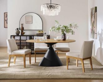 Castlery Forma Oak Oval Dining Table, 59.1, Durable, Sculptural Base, Multi Color