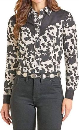 Panhandle Cow Print Shirt In Black/white